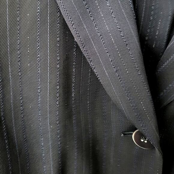 Vintage Navy Blue Kasper Metallic Pinstripe Blazer and Pant Suit - Size 16 - Picture 6 of 7